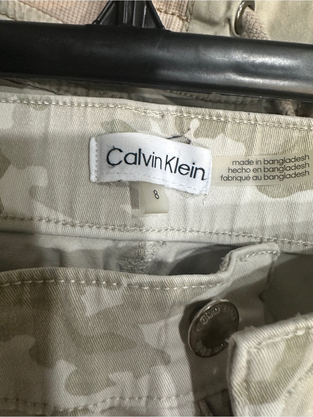 Calvin Klein Women's Tan & Beige Camo Cropped Pants - Picture 3 of 3